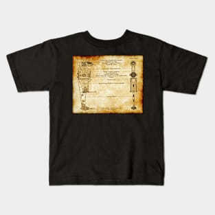 E-Type Folding Wing Fighter Parchment Blueprint Kids T-Shirt